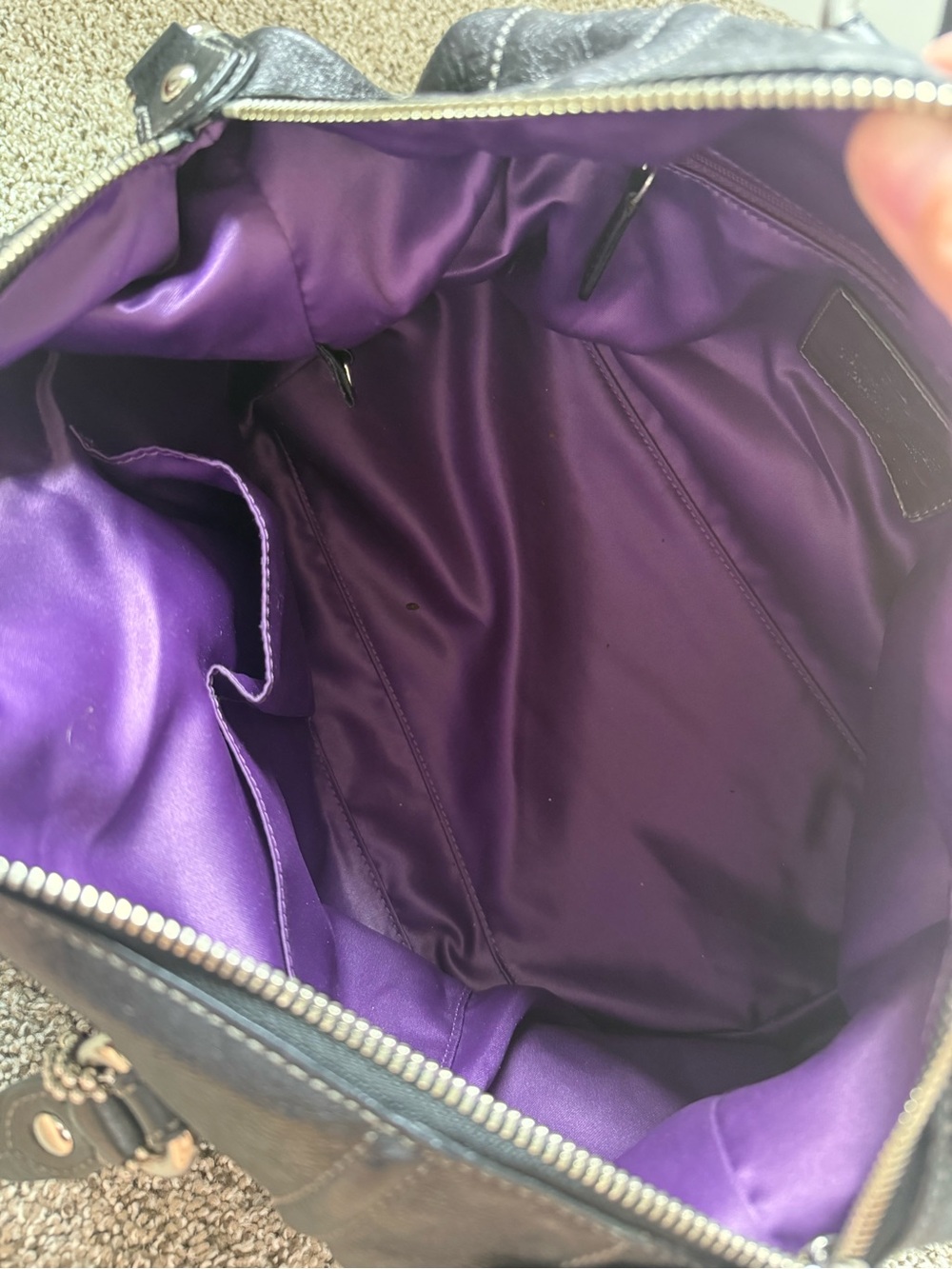 Coach Black Leather Bowling Bag with Silver Hardware - Picture 6 of 8
